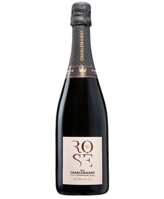Front view of a bottle Guy Charlemagne - Brut Rosé Champagne