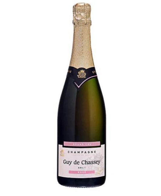 Front view of a bottle of Guy de Chassey - Rose Brut Champagne